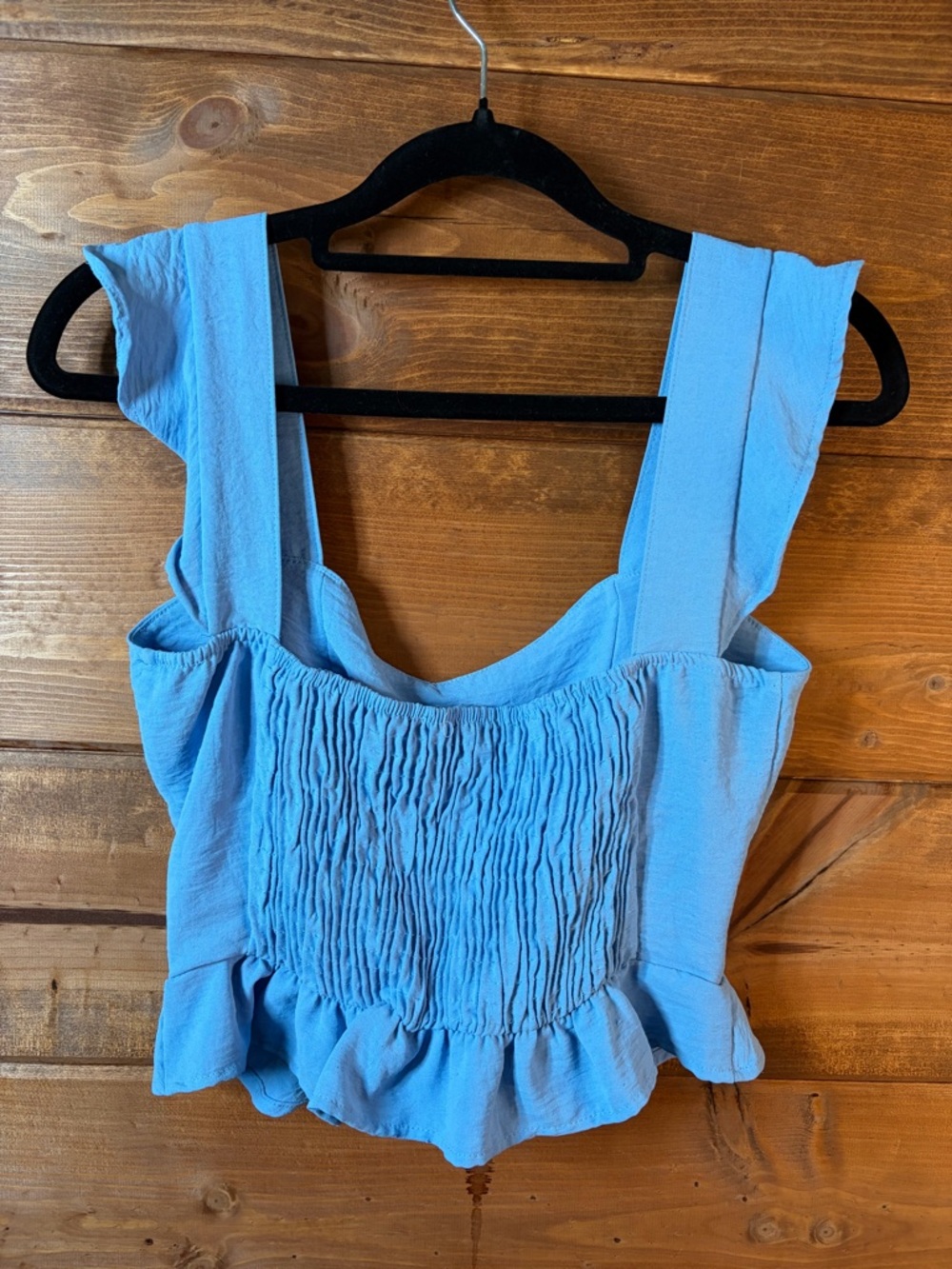 Altar'd State Light Blue Ruffle-Hem Crop Top - Picture 3 of 5